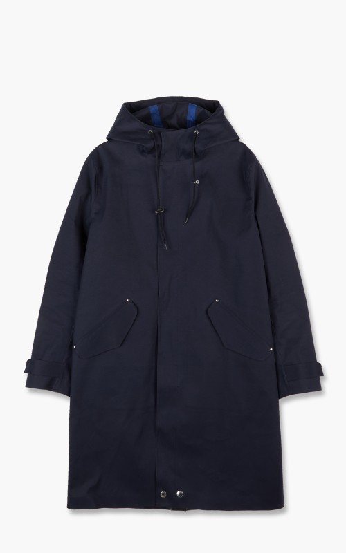 Mackintosh Granish Hooded Coat Bonded Cotton Navy RO6090-NAVY
