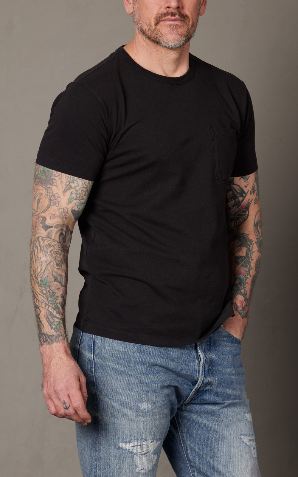 RRL 2-Pack Garment-Dyed Pocket Tees Black | Cultizm