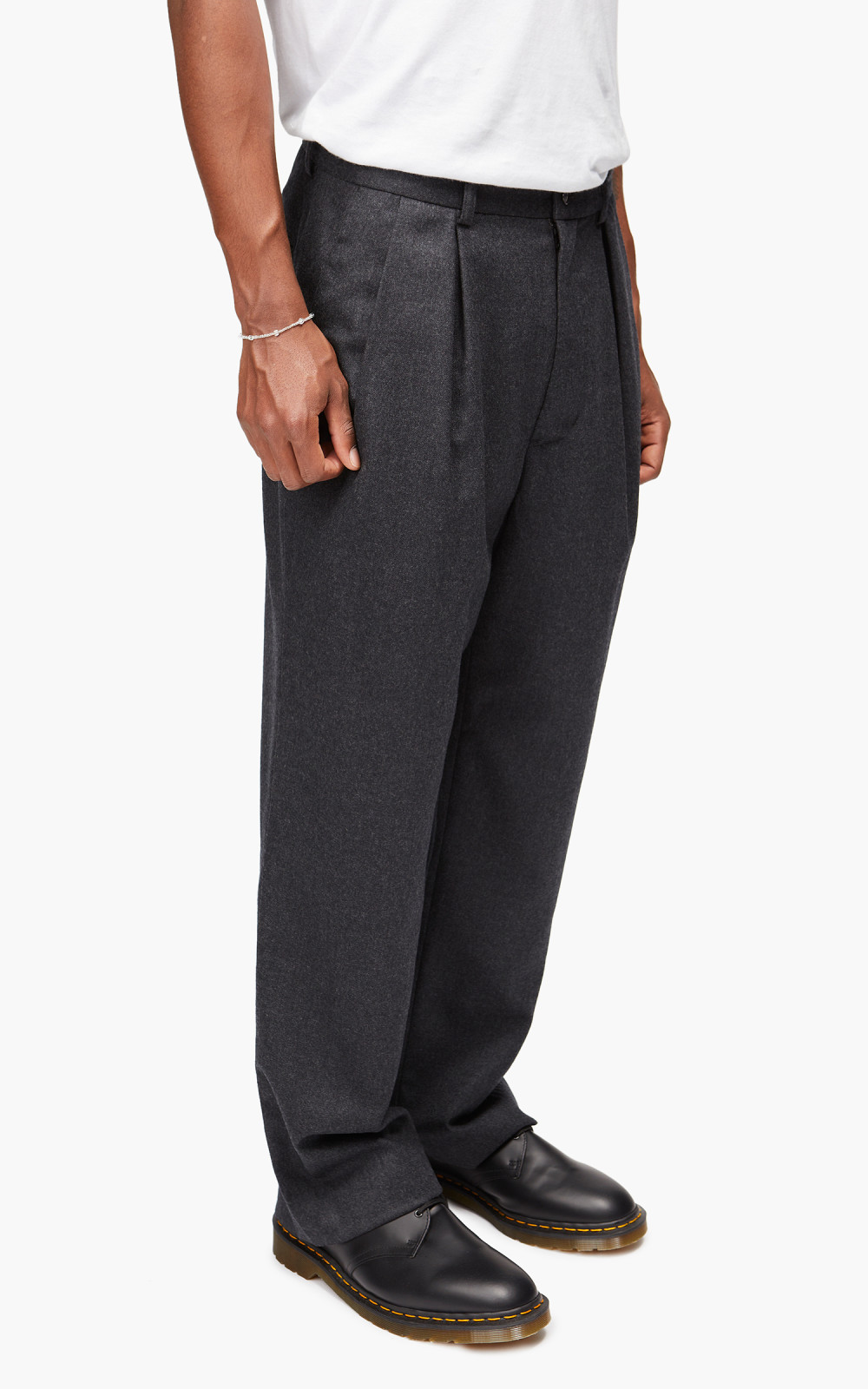 Still By Hand Wide Wool Pants Charcoal | Cultizm
