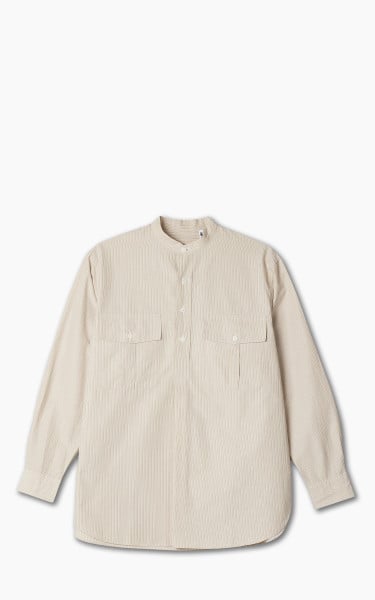 Kaptain Sunshine Cotton Pullover Standcollar Shirt Sand Stripe