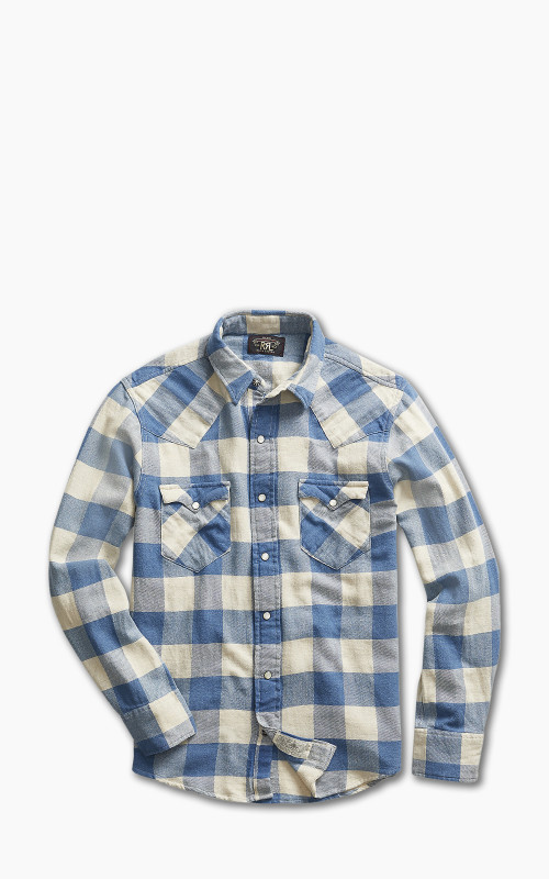 RRL Buffalo Western Shirt Indigo/Cream