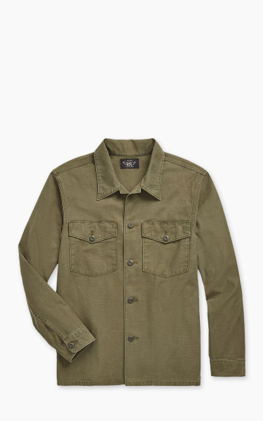 RRL Regiment Reverse Sateen Overshirt Olive