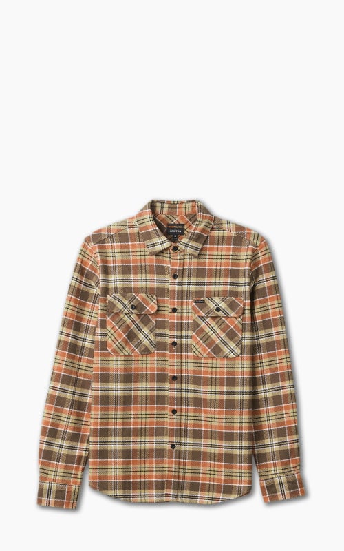 Brixton Bowery Heavy Weight L/S Flannel Desert Palm/Antelope/Burnt Red
