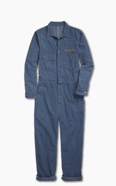 RRL Embroidered Jaspe Twill Coverall Navy/White