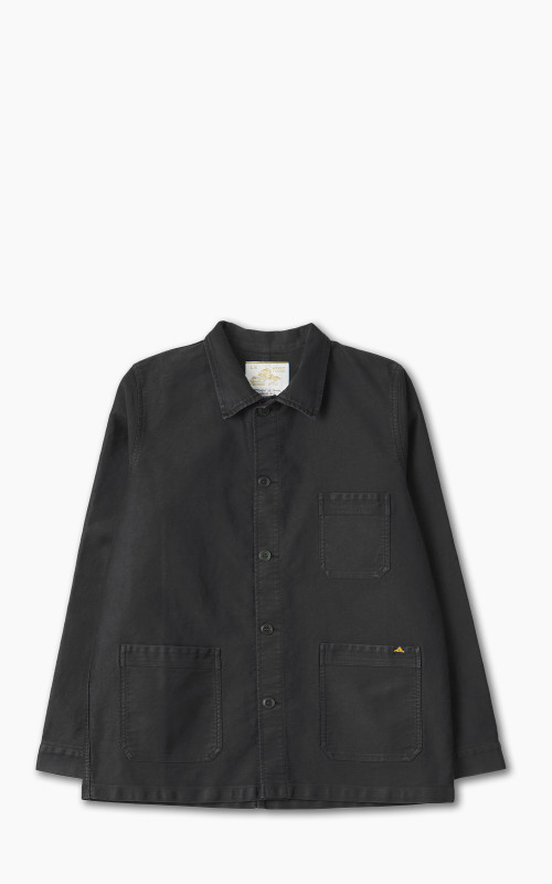Le Mont St Michel Vintage Washed Work Jacket Moleskin Black