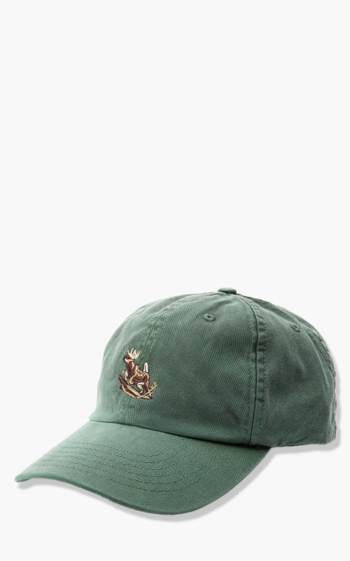Filson Washed Low Profile Cap Green Deer Jumping