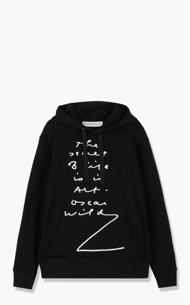 JW Anderson Quote Print Relaxed Fit Hoodie Black/White JTW0031-PG0771-901