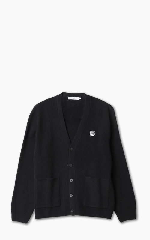 Maison Kitsuné Grey Fox Head Patch Relaxed Cardigan Black