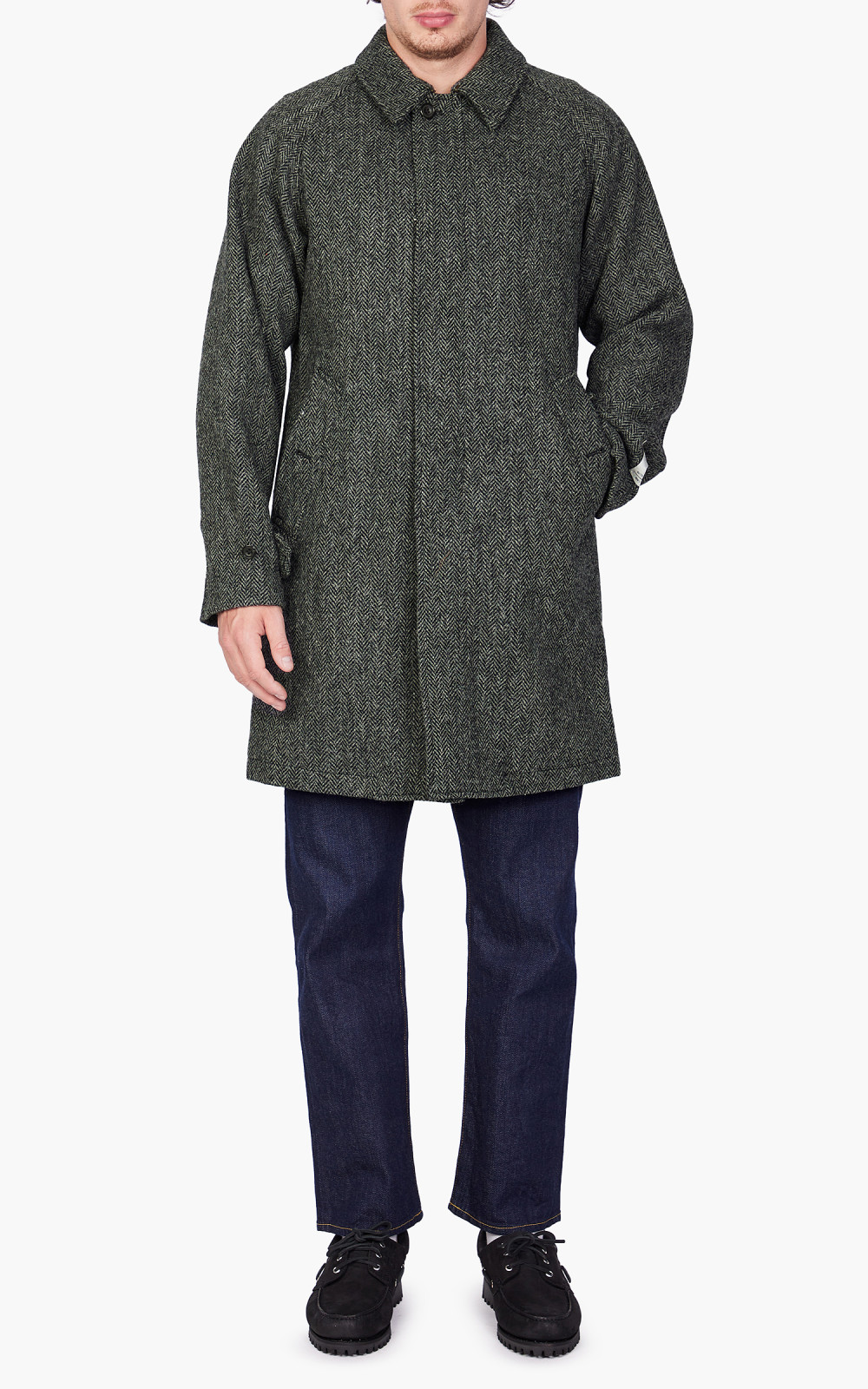 Beams Plus Harris Tweed Baru Color Coat Grey Herringbone