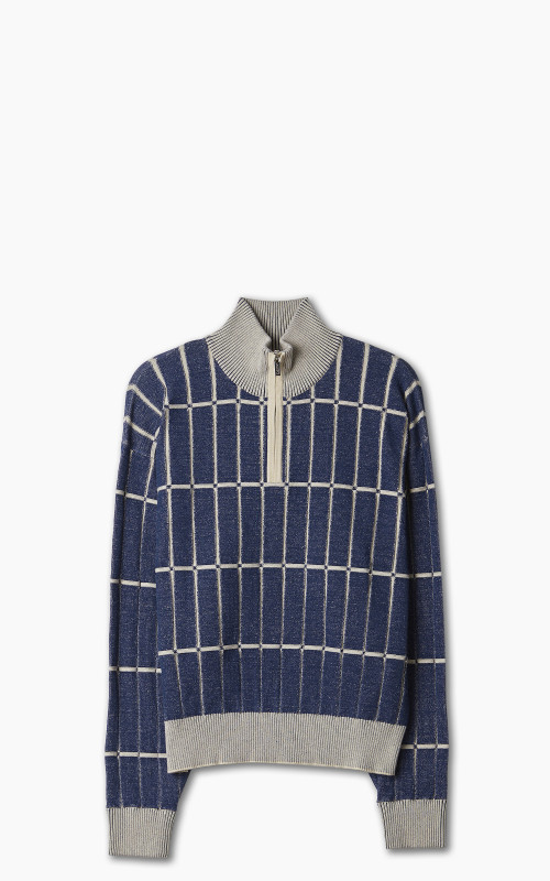 Jacquemus Le Pull Malha Checkered Knit Polo Multi-Blue