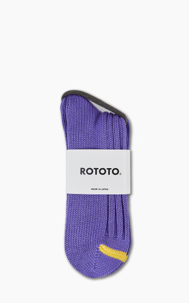 RoToTo R1398 Chunky Ribbed Crew Socks Purple/Yellow