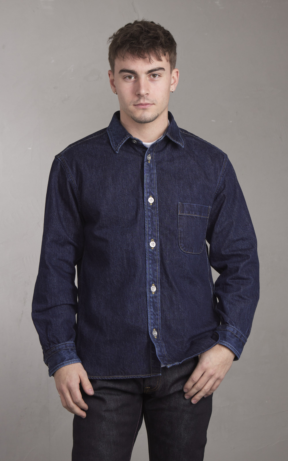 Japan Blue JBLS1049 Denim Shirt Vintage Wash Dark Indigo Japan Blue JBLS1049 Denim Shirt Vintage Wash Dark Indigo