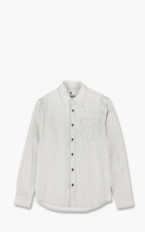 Tellason Single Pocket Shirt White Navy Stripe 10000100126