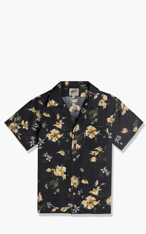 Naked & Famous Denim Aloha Shirt Silky Flowers Black 120502931-BLK