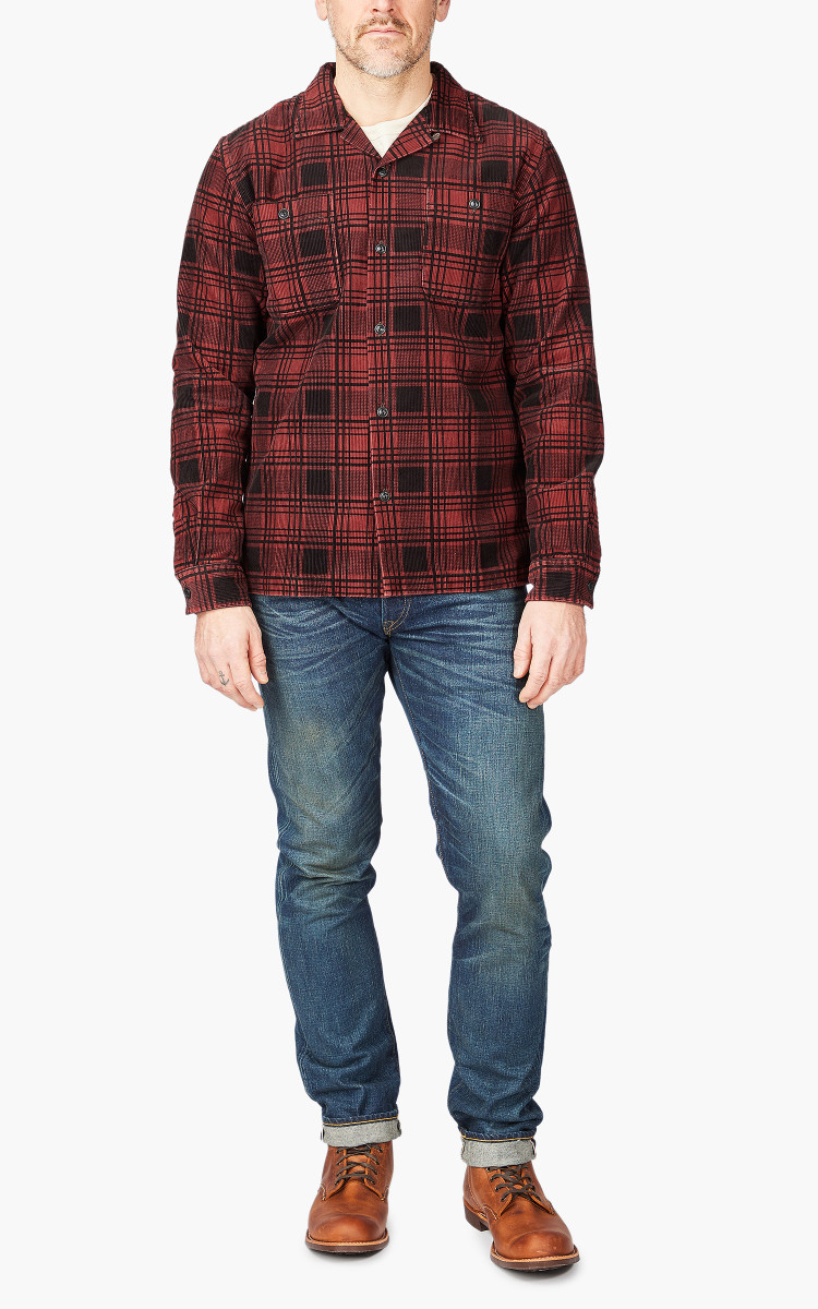 RRL Plaid-Print Corduroy Camp Shirt Red/Black | Cultizm RRL Plaid-Print Corduroy Camp Shirt Red/Black | Cultizm
