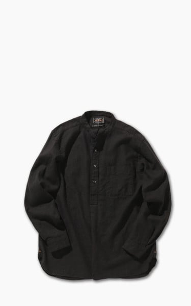 Beams Plus Herringbone Band Collar Pullover Shirt Black