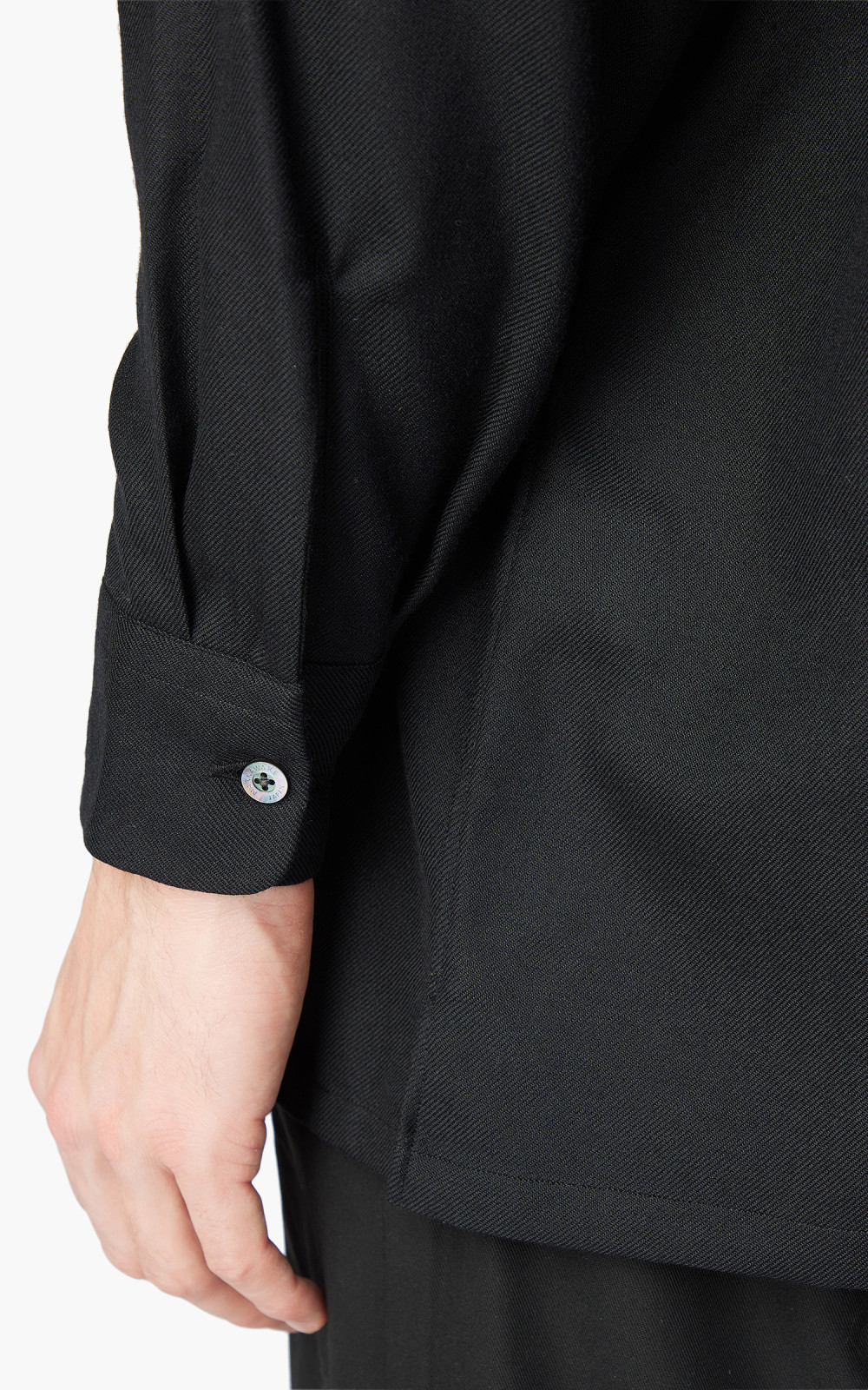 Markaware Viyella Open Collar Shirt Black | Cultizm Markaware Viyella Open Collar Shirt Black | Cultizm