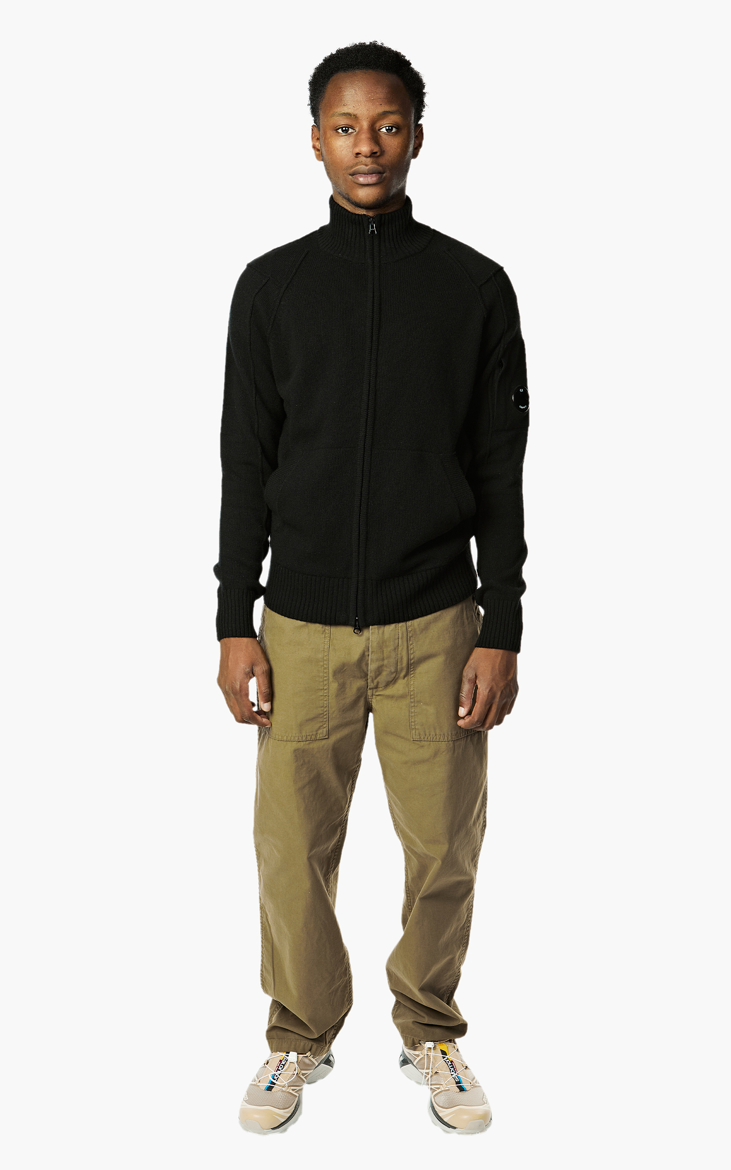 C.P. Company Lambswool Zip Jumper Black | Cultizm