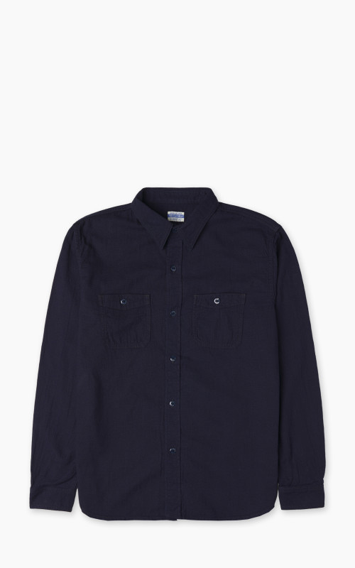The Flat Head FN-SCK-009L Dobby Work Shirt Selvedge Indigo
