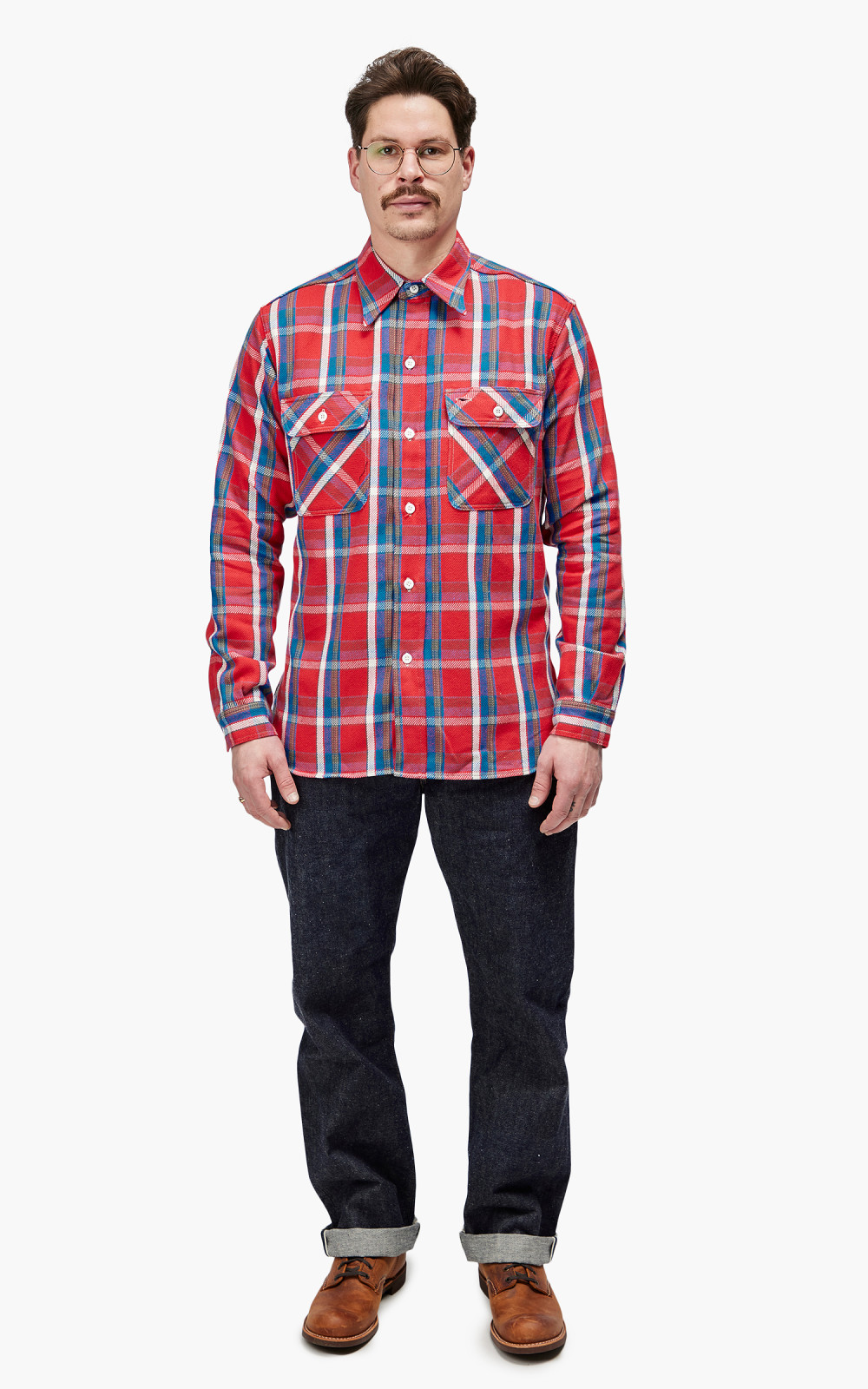 ★BTS着用★LAUL★OVER FIT FLANNEL CREWNECK SHIRTS_GREEN&RED Flower Brushed Flannel Shirts | VANDYTHEPINK®