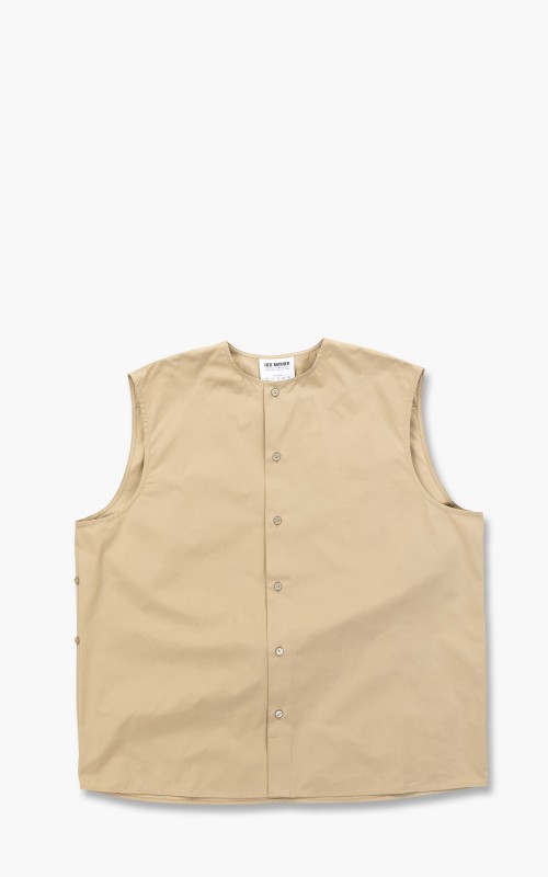 Hed Mayner Sleeveless Button Shirt Cotton Beige