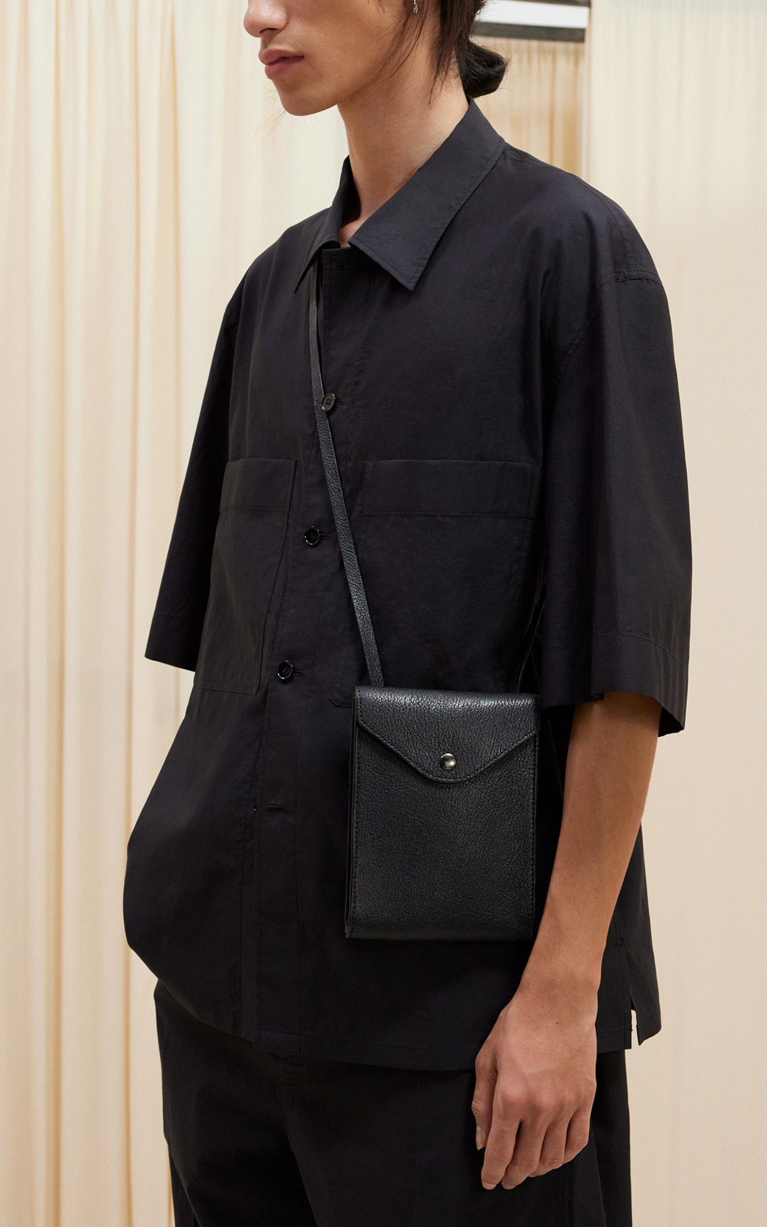 Lemaire Enveloppe With Strap Goat Leather Black | Cultizm Lemaire Enveloppe With Strap Goat Leather Black | Cultizm