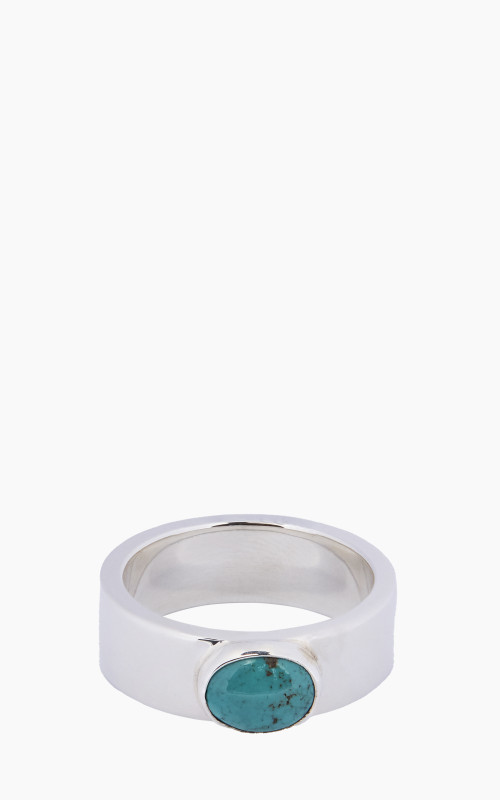First Arrow's R-081 Flat Hammered Ring Silver With Turquoise