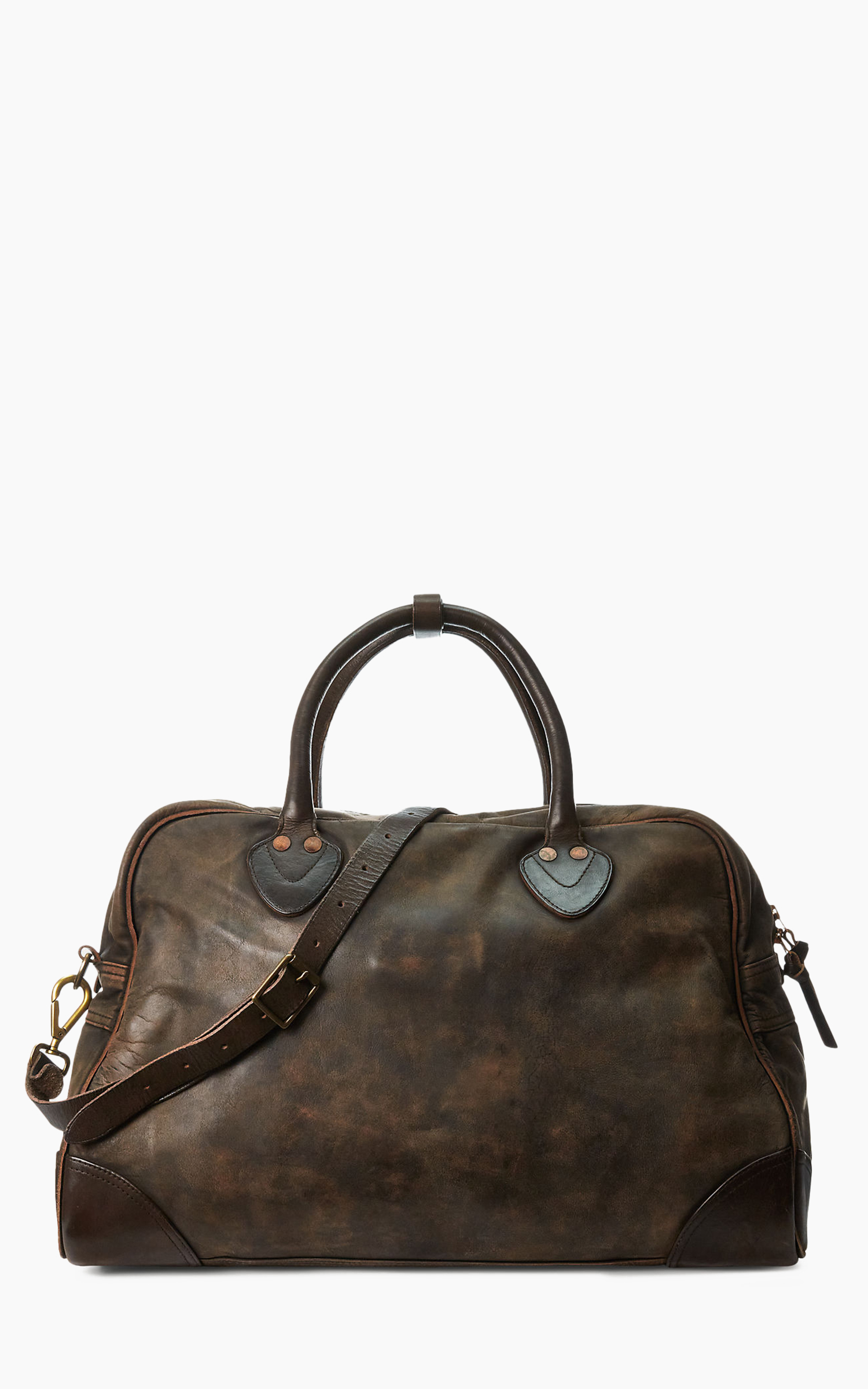 RRL Burlington Duffel Leather Bag Black Over Brown Cultizm
