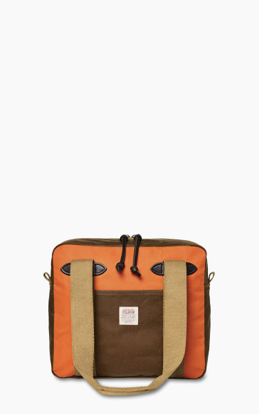 Filson Tin Cloth Tote Bag With Zipper Dark Tan/Flame
