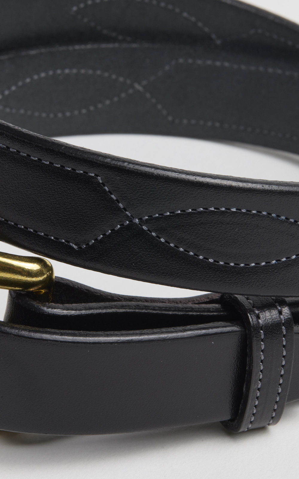 Tory Leather Bridle Leather Repeated Stitch Belt Black | Cultizm