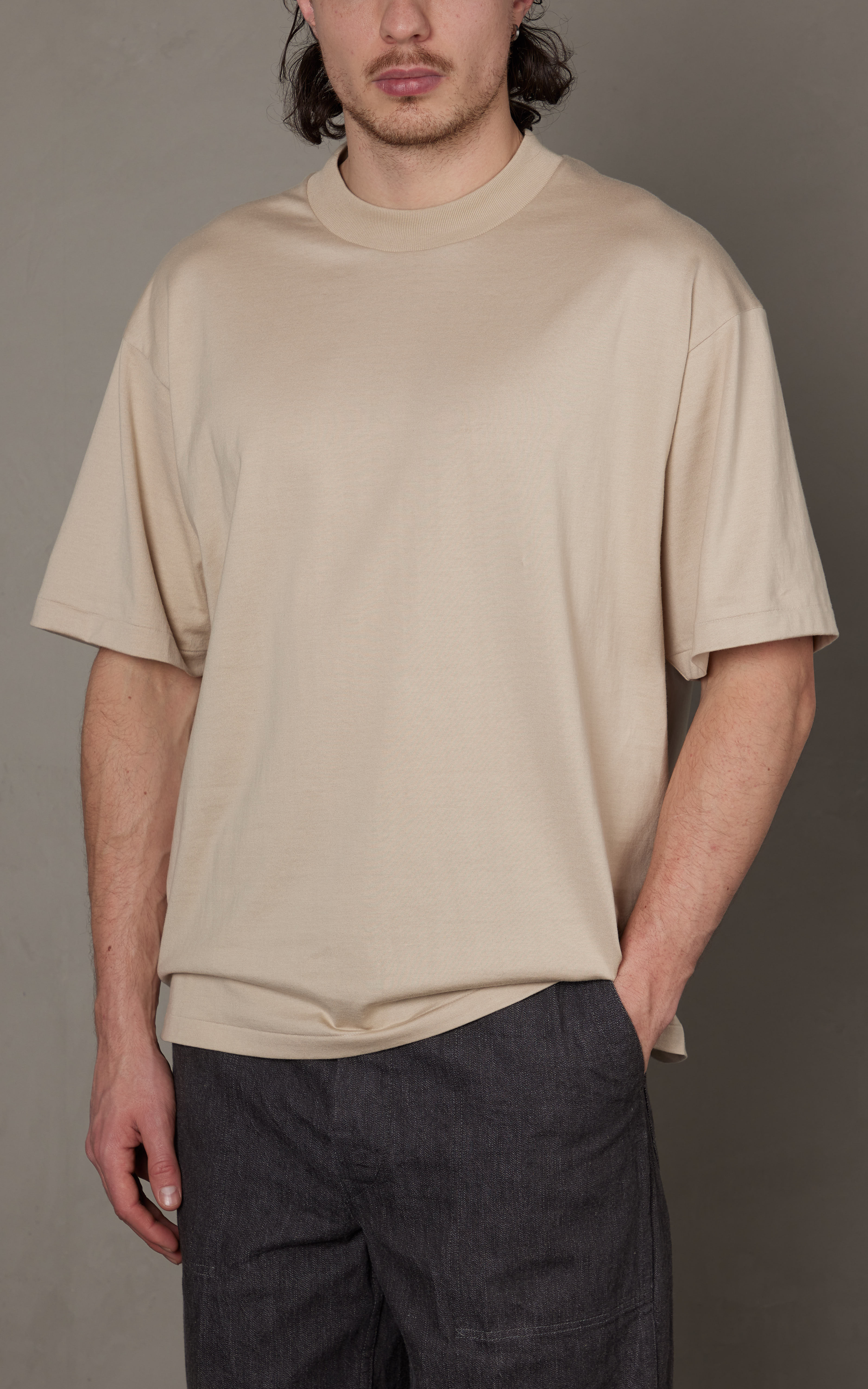 Kaptain Sunshine Suvin Supima Tube Tee Light Beige | Cultizm