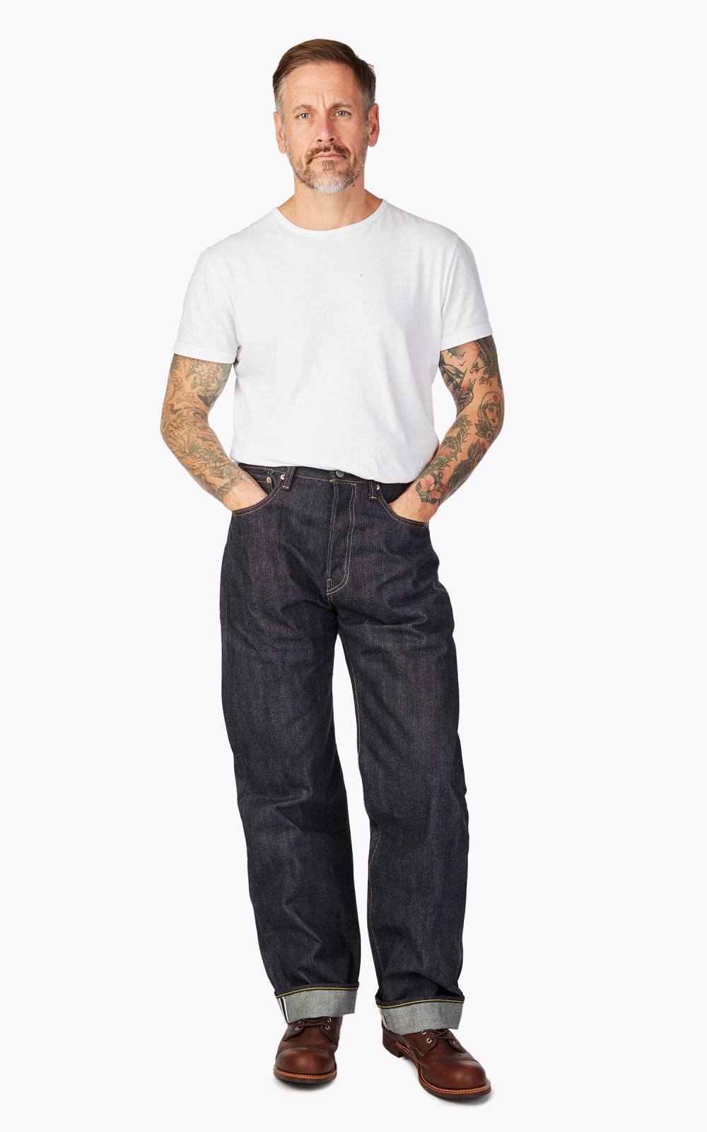 The Flat Head FN-D111XXX Wide Straight Jeans Selvedge Indigo