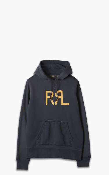 RRL Fleece Logo Hoodie Faded Navy