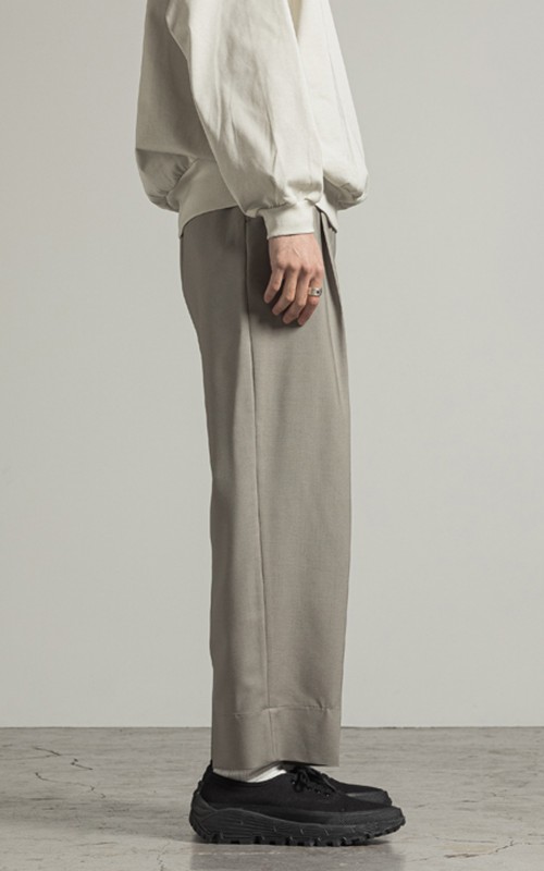 Markaware 'Marka' Wool Mohair Tropical 2Tuck Cocoon Fit Trousers Greige