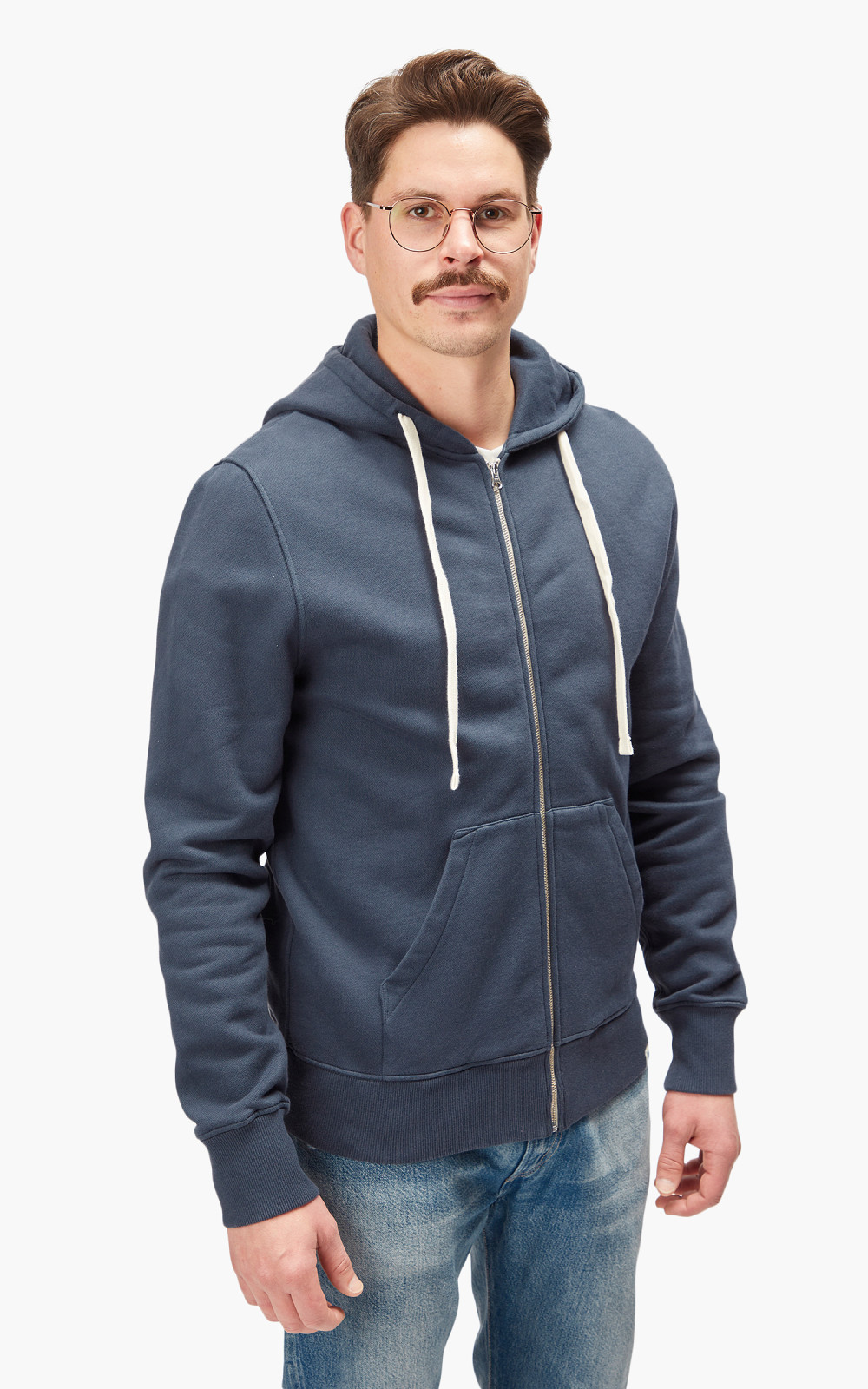 【関税込み】Merz b. Schwanen ネイビー HDJKT02 ジップフーディ Merz b. Schwanen: Navy HDJKT02 Zip Hoodie | SSENSE