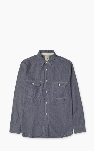 FOB Factory F3494 Selvedge Chambray Work Shirt Blue