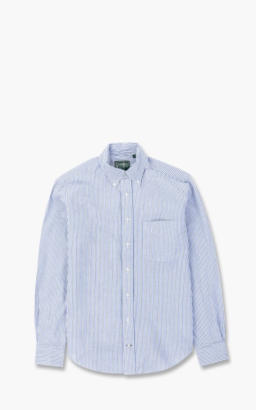 Gitman Vintage Seersucker Oxford Shirt White/Blue Striped