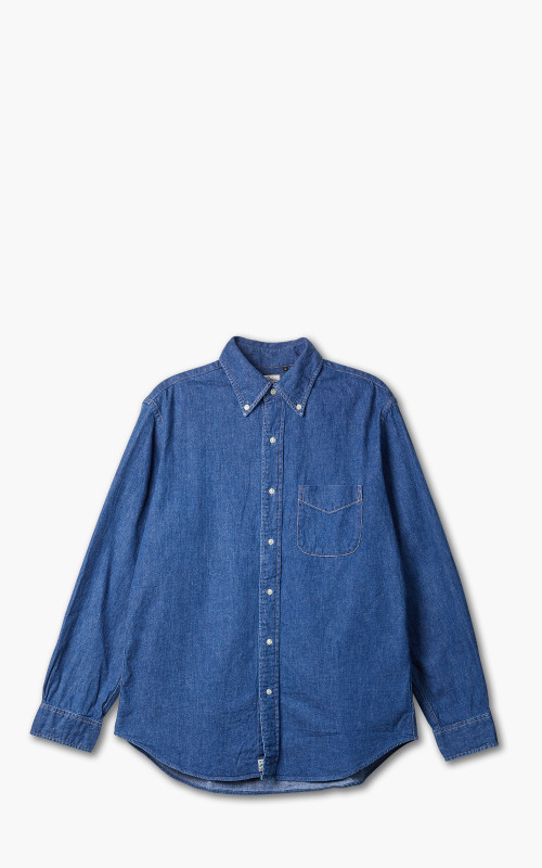 OrSlow Denim Button Down Shirt Two Year Wash