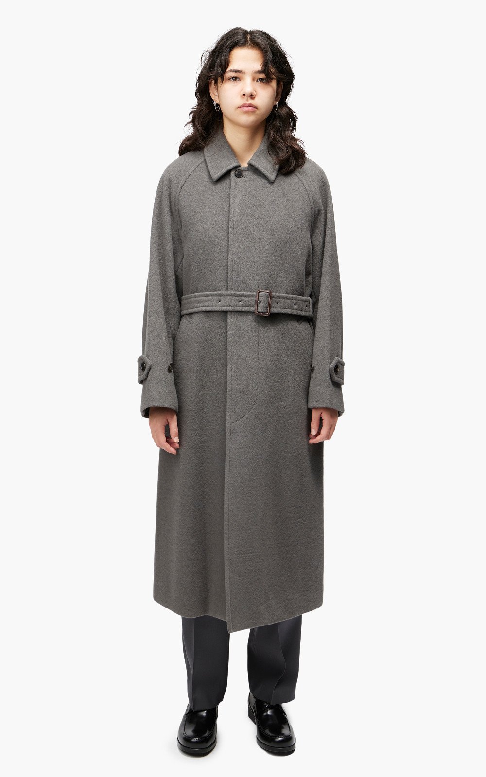 Auralee W Cashmere Wool Mosser Soutien Collar Coat Grey | Cultizm