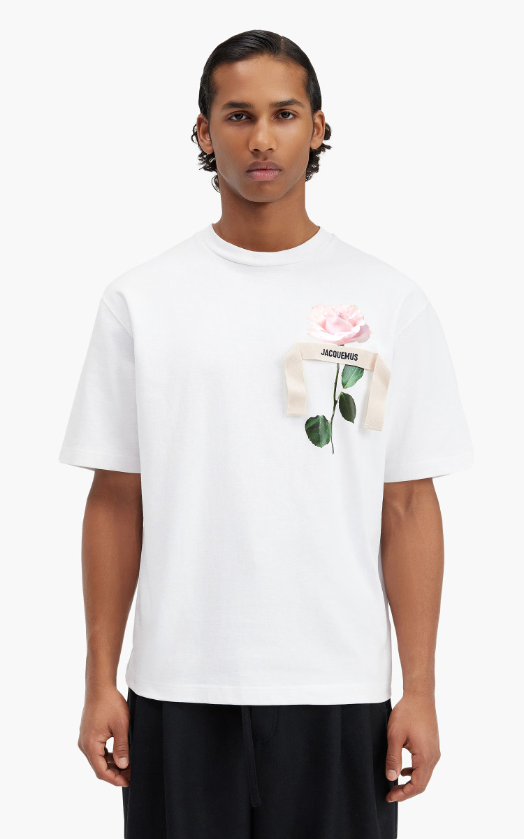 Jacquemus Le T-Shirt Rose Logo Rose White | Cultizm