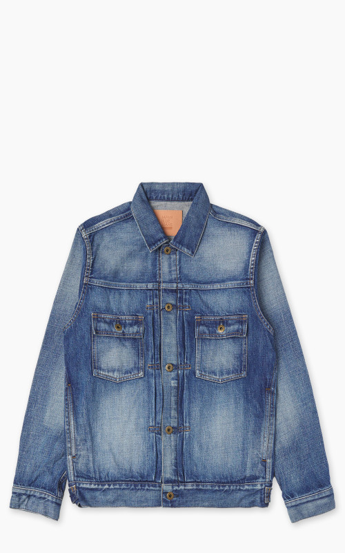 Japan Blue JBGJ1001 Type 2 Denim Jacket Mid Indigo Aging Wash 12.5oz