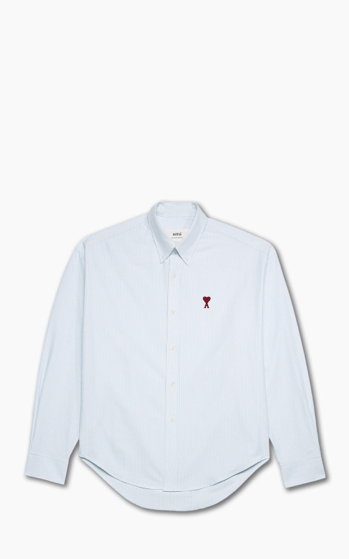 AMI Paris Ami De Coeur Boxy Fit Shirt Sky Blue/Natural White