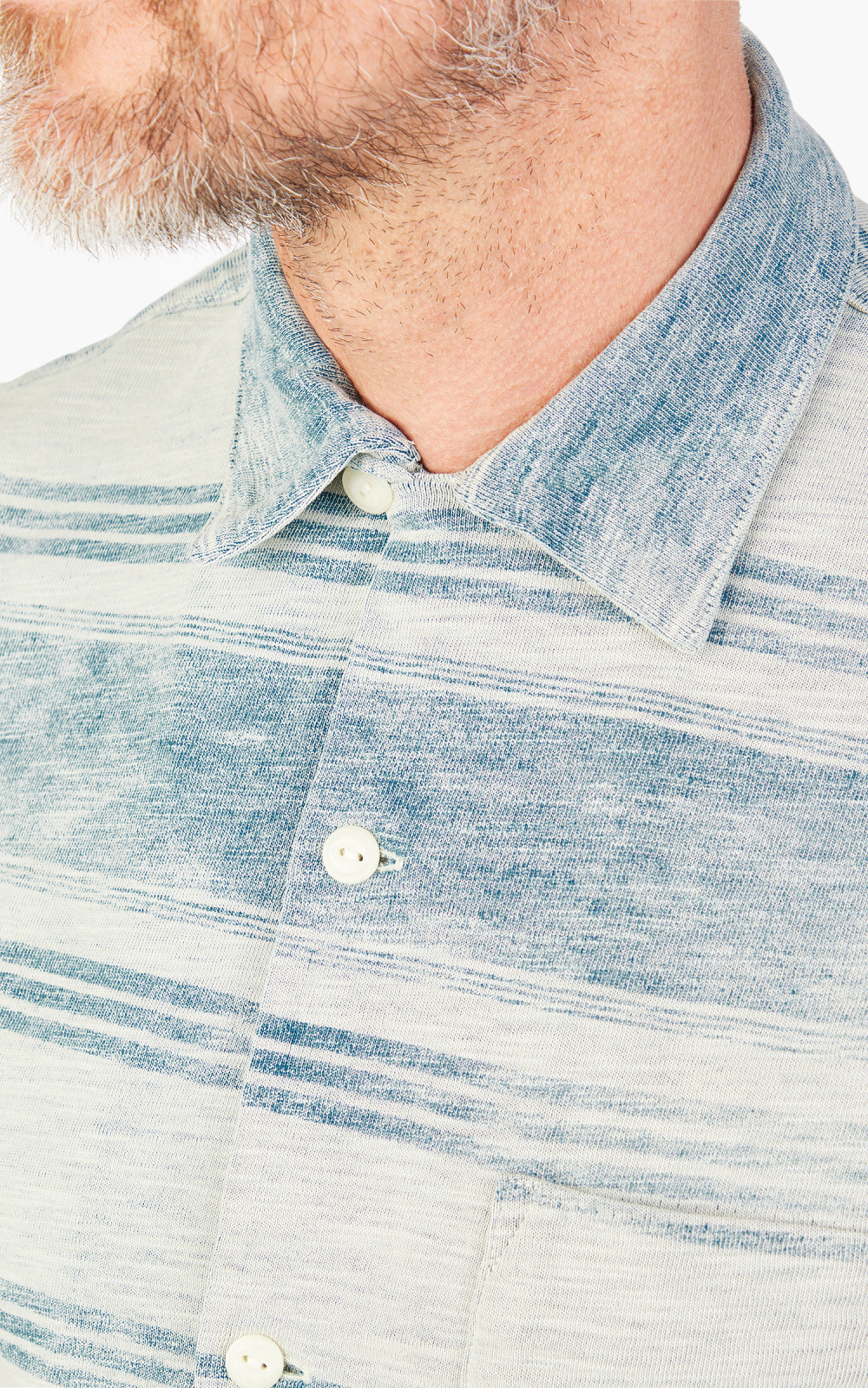 極美品 RRL Indigo Print Jersey Camp Shirt M Bandana Print Jersey Camp Shirt - Indigo/Cream