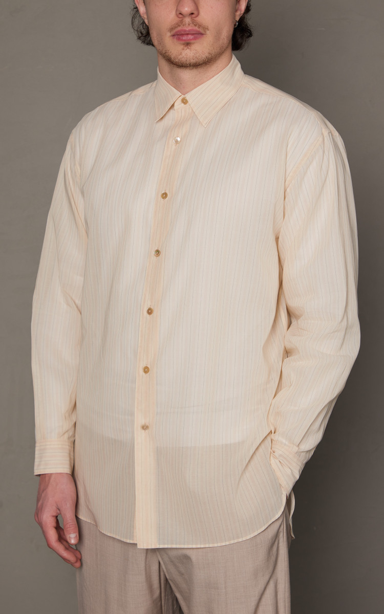 トップス AURALEE 24AW STRIPE STAND COLLAR SHIRT Hard Twist Finx Organdy Stripe Shirt — Light Blue Stripe