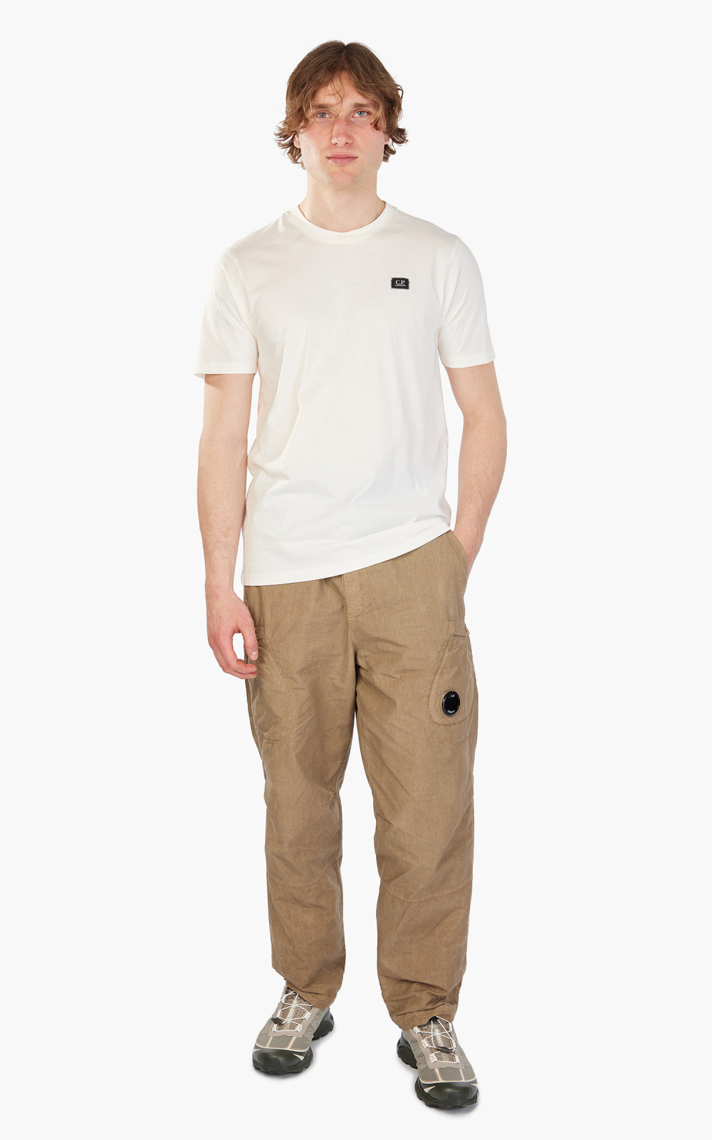 C.P. Company 30/1 Label Logo T-Shirt Gauze White | Cultizm