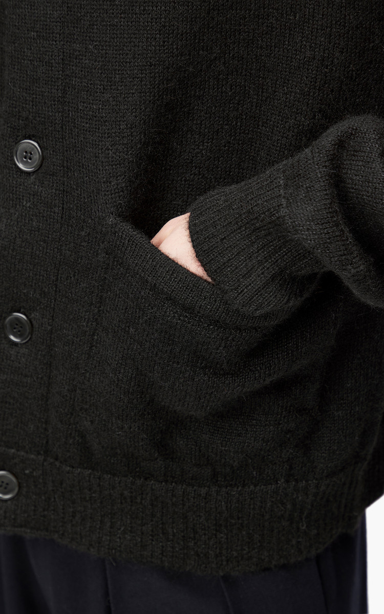 Markaware Polo Collar Cardigan Natural Black | Cultizm