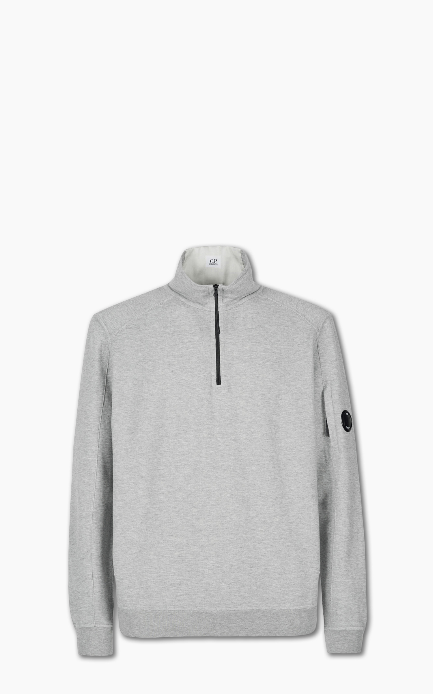 C.P. Company Light Fleece Half Zipped Sweatshirt Grey Melange Cultizm