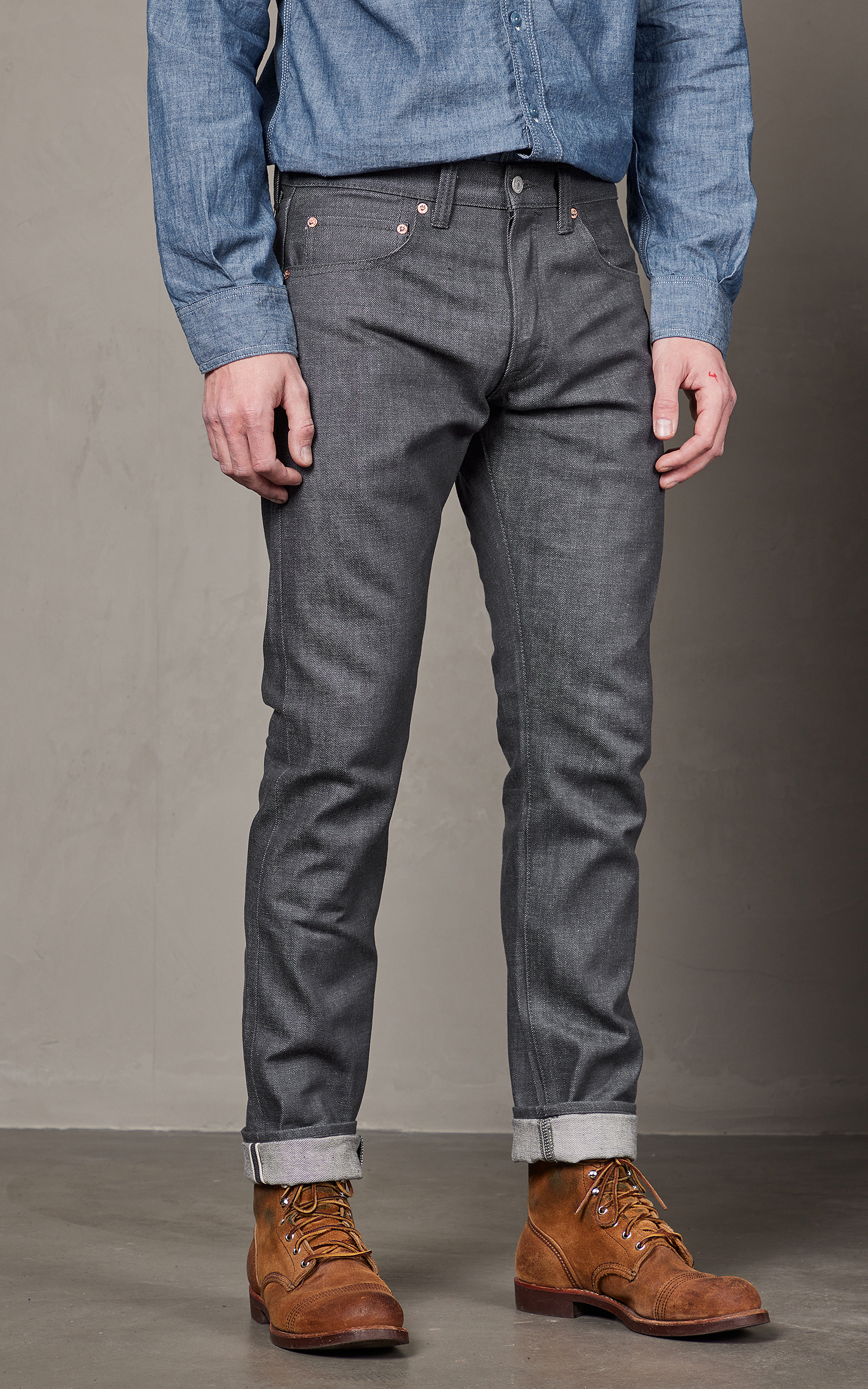 Momotaro Jeans 0306-70G Selvedge Grey Denim 14oz | Cultizm