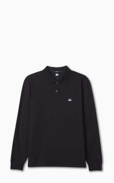 C.P. Company Stretch Piquet Long Sleeved Polo Shirt Black