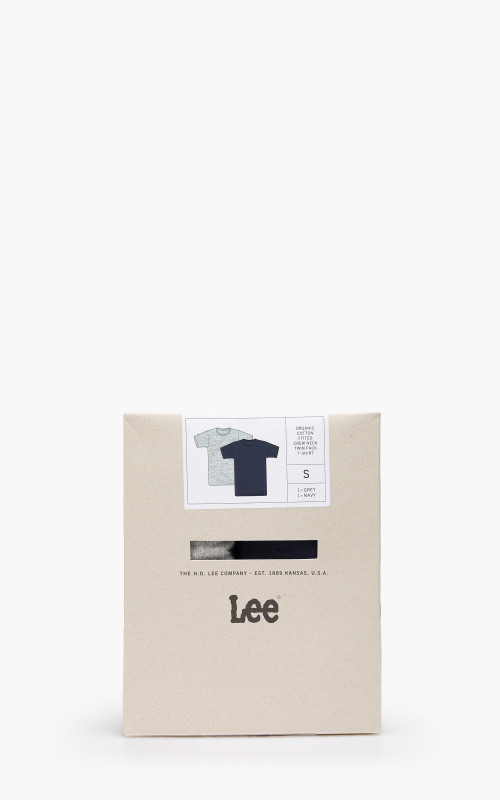 Lee 101 Twin Pack Crew Tee Greymelange & Navy L680CMLD